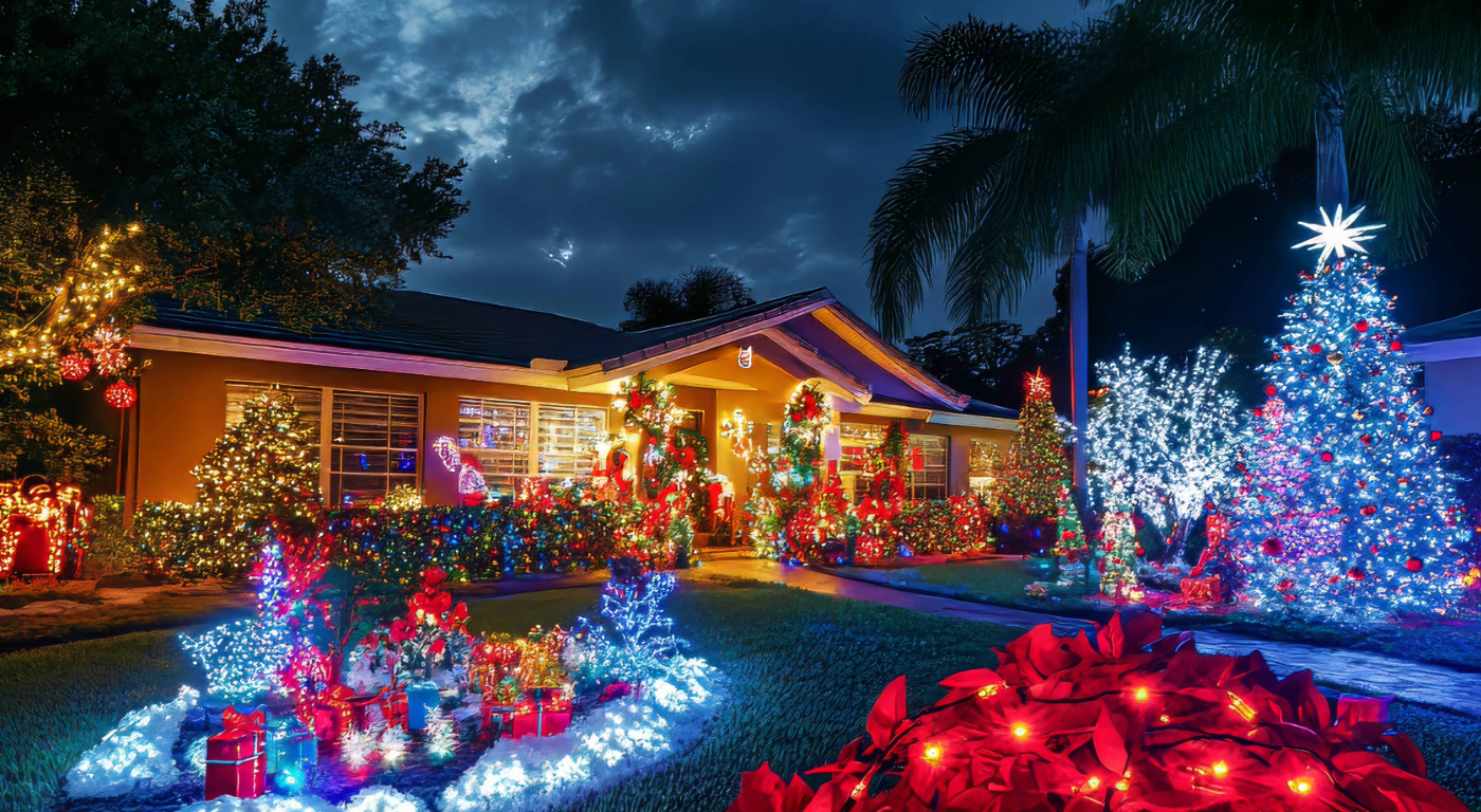 Seasonal holiday decorations displayed neatly on a condo 