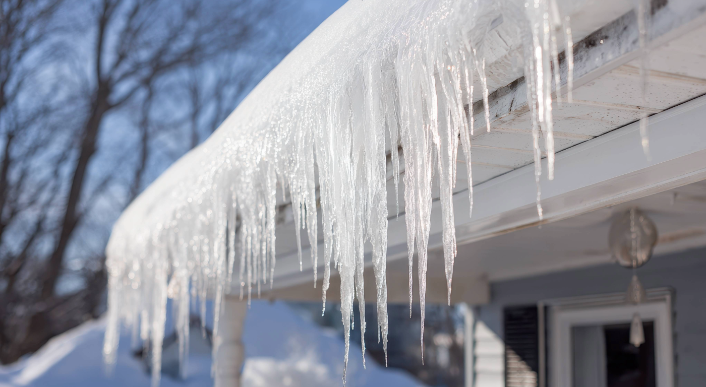 Ice dam causing interior water damage inside a condominium unit 
