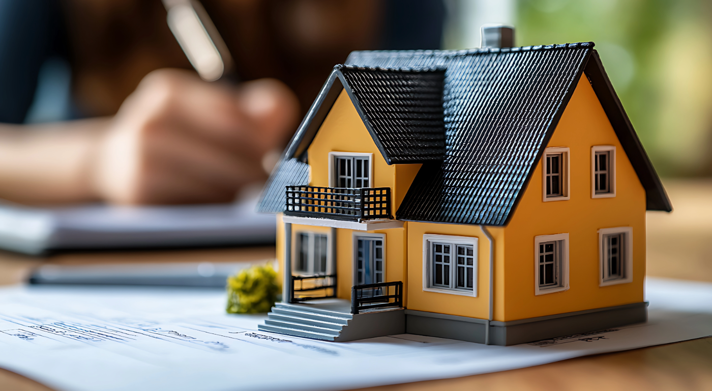 Condo owner reviewing condominium governing documents and declarations at a desk with legal paperwork.